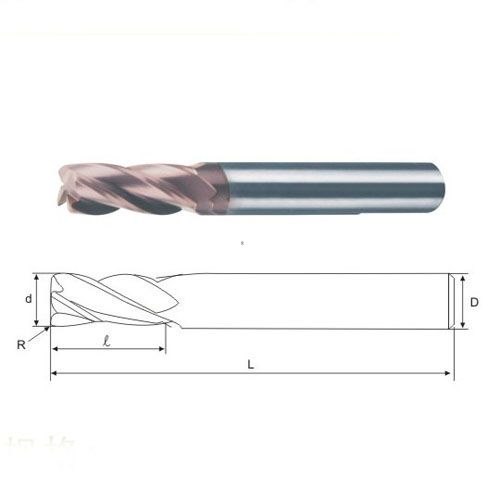 畦田达 QTD 高硬长柄R角铣刀 4F